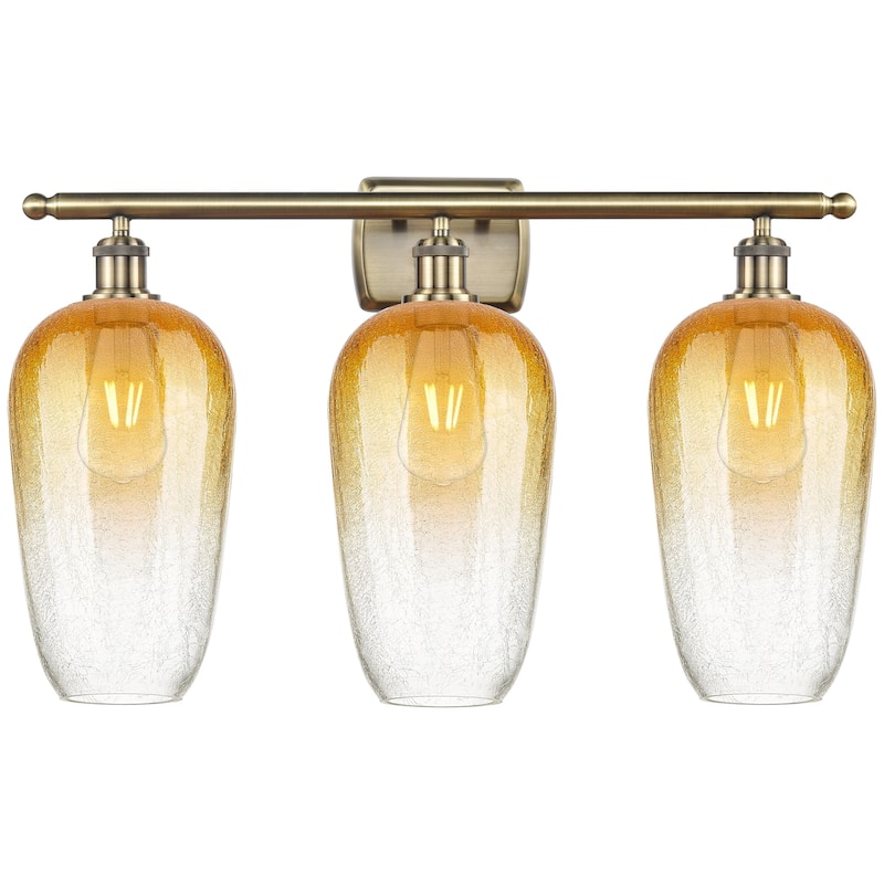 Innovations Lighting 516-3W-16-27 Brookhaven Flute Vanity Brookhaven - Antique Brass / Amber