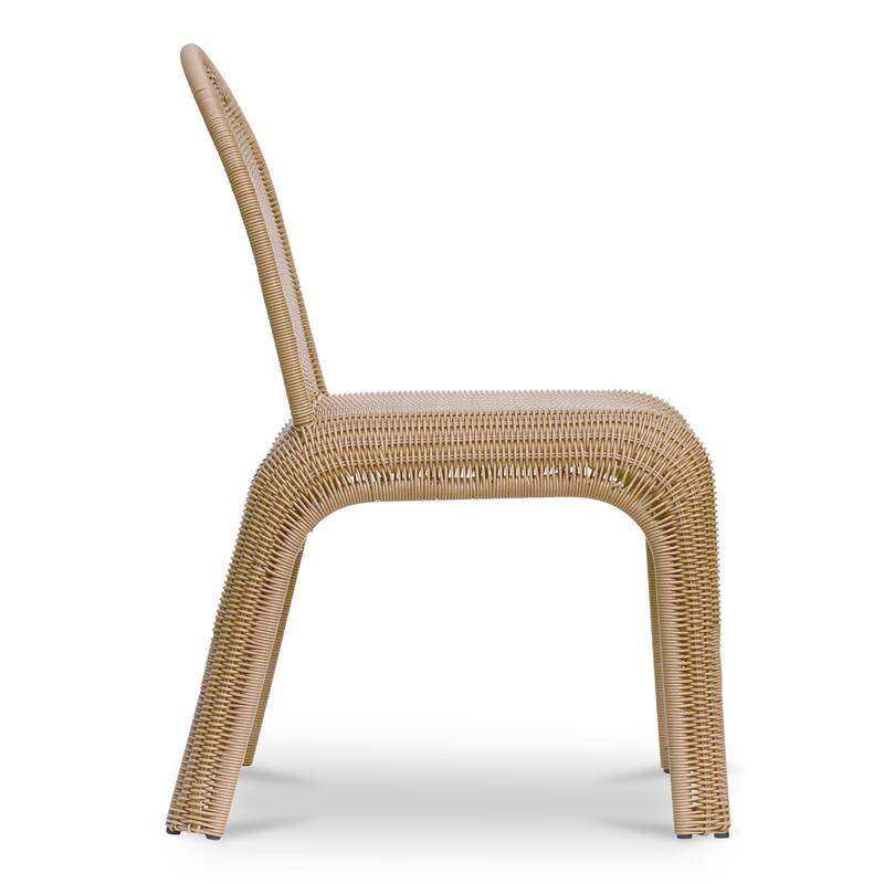 NADAAL STUDIOS Maireth Outdoor Dining Chair, Curved Wicker Design, Iron Frame, Brown Finish - Set of 2