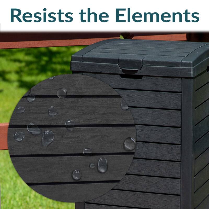 Sunnydaze 39-Gallon Patio Trash Can with Lid - Black