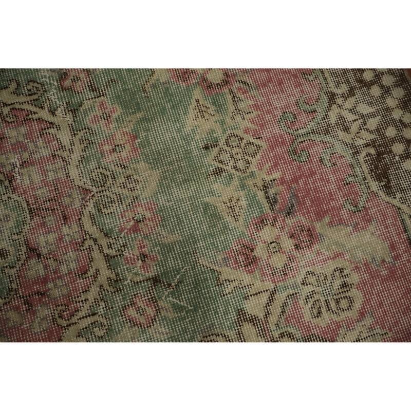 Hand Knotted Oriental 100% Wool Carpet Transitional Floral Green Anatolian Area Rug - 9' 2'' X 5' 2''