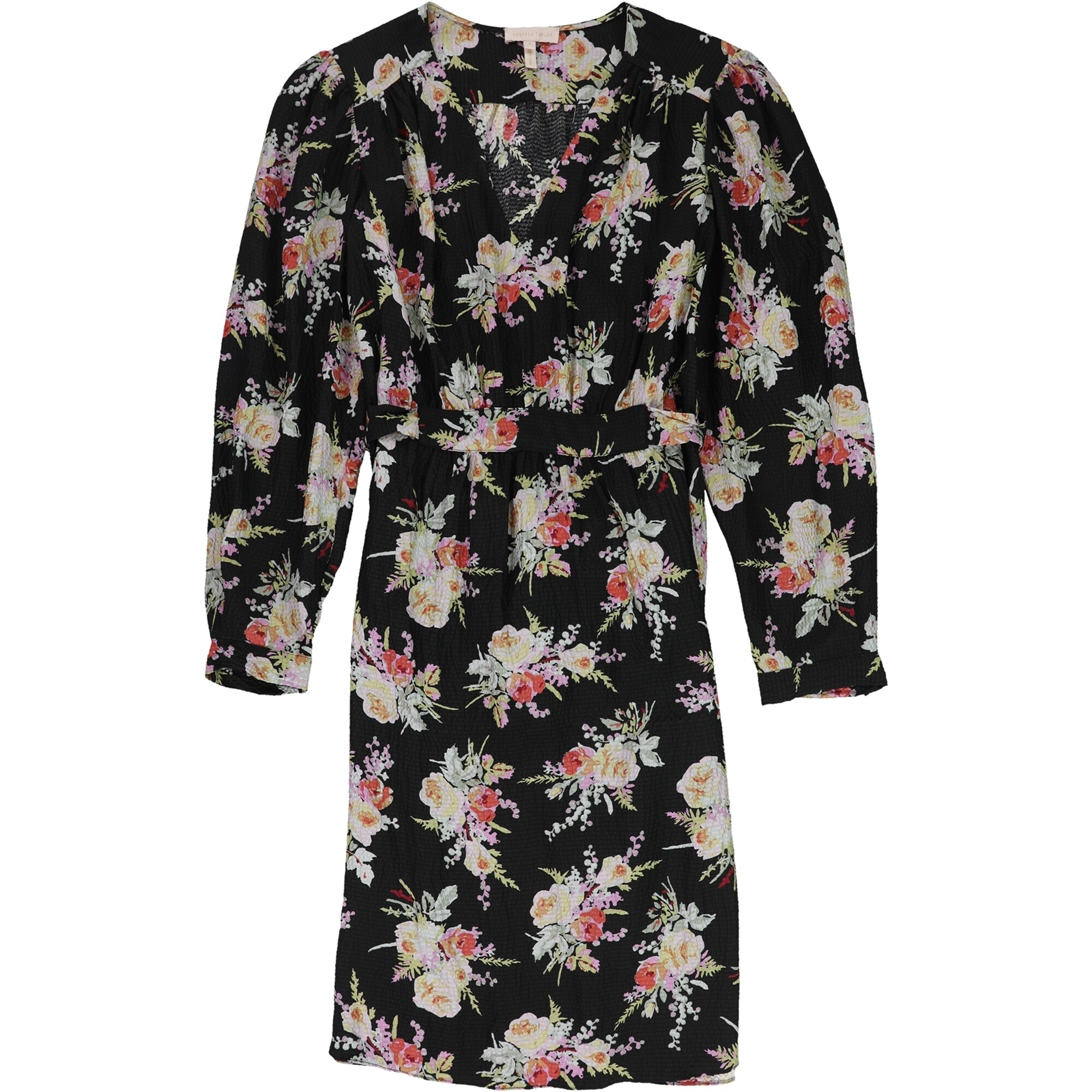 Rebecca Taylor Womens Belted Floral Silk A-line Dress,, Multicoloured, 4 -  Overstock - 41852787