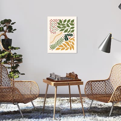 Wynwood Studio Canvas Holiday and Seasonal Fresh Leaves Greetings Season Gold Modern & Contemporary Wall Art Canvas Print