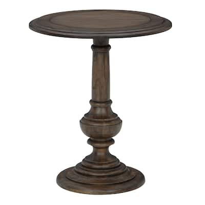 Hekman Round Brown Wood Chairside Accent Table