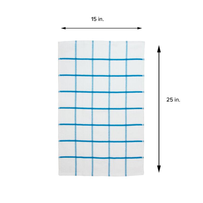 The Sloppy Chef Silvadur Cotton Kitchen Towels Windowpane Pattern - 4 Pack - 15x25