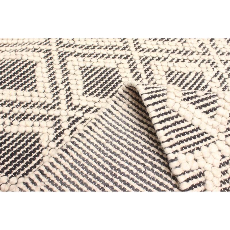 ECARPETGALLERY Braid weave Sienna Beige Wool Rug - 5'0 x 7'6