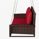 preview thumbnail 46 of 47, 2-Person Wicker Hanging Porch Swing with Chains, Cushion and Pillow