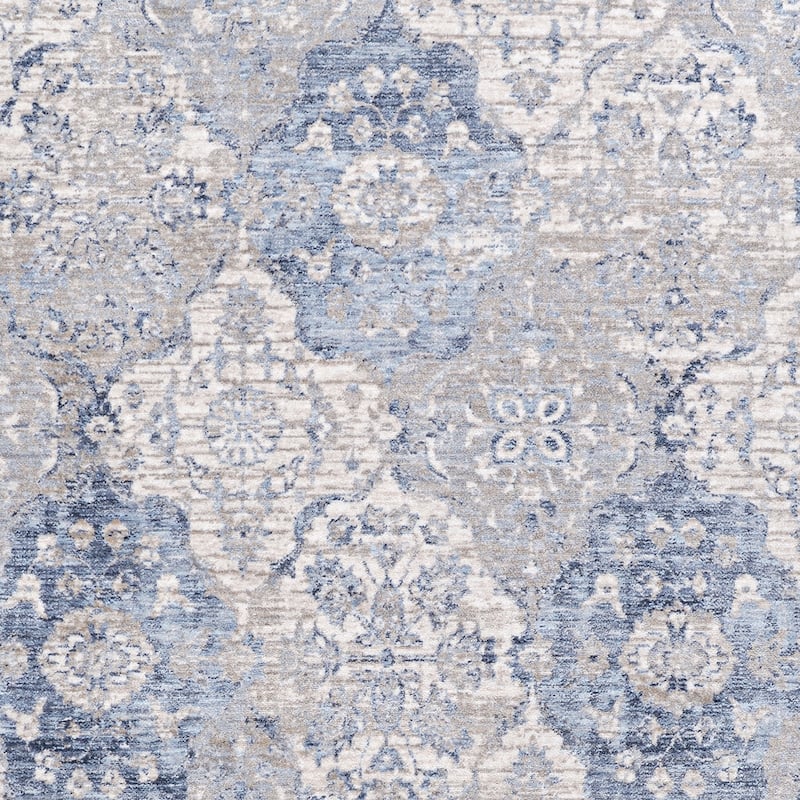 La Mode Floral Tile Beige- Gray Area Rug