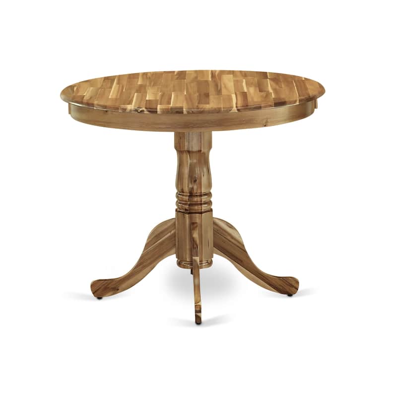 East West Furniture 5 Piece Dining Table Set- A Round Kitchen Table and 4 Linen Fabric Parson Chairs,(Finish Options)