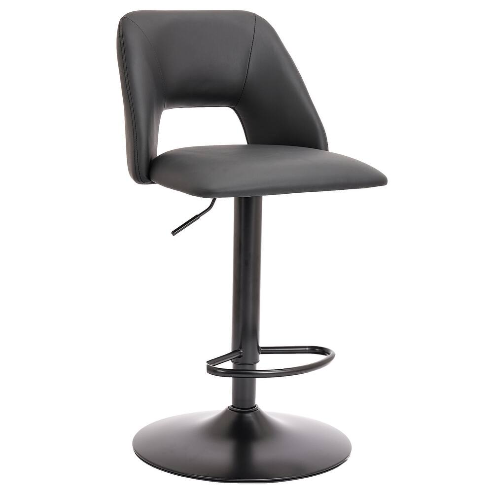 Modern Faux Leather and Metal Adjustable Height Stool, Set of 2