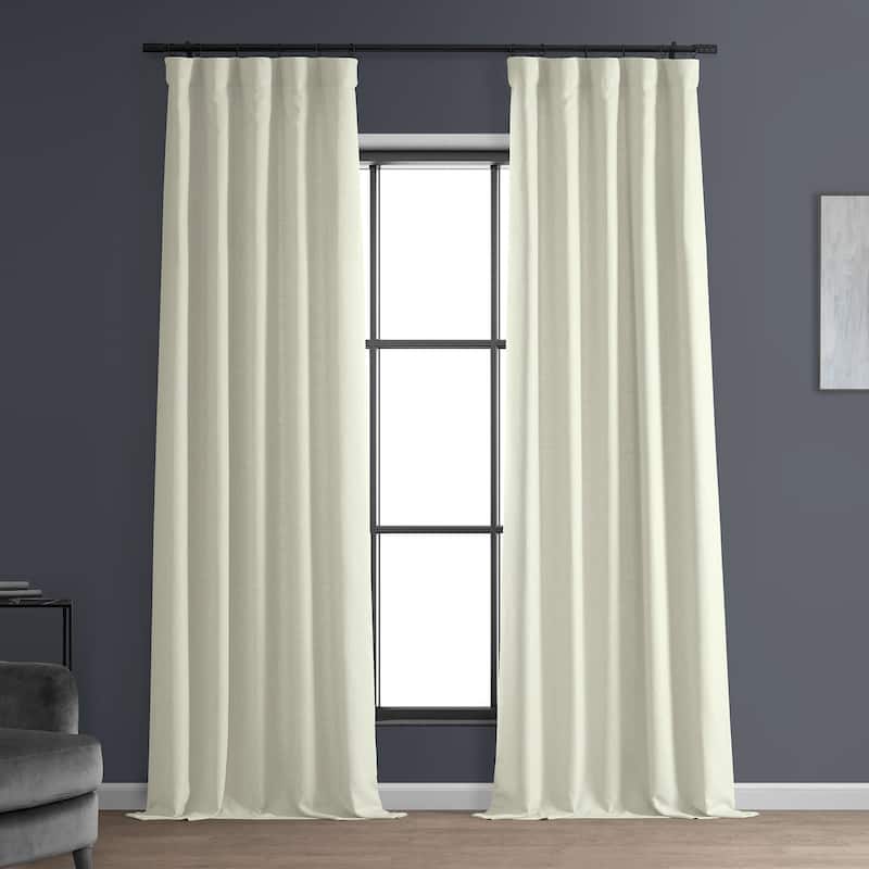 Exclusive Fabrics Italian Faux Linen Room Darkening Curtains (1 Panel) - Sophisticated Drapery for Versatile Décor - 50 X 84 - Gravity Ivory