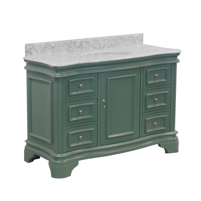 KitchenBathCollection Katherine 48" Bathroom Vanity with Carrara Marble Top