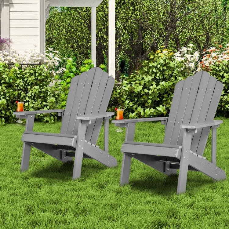Weather Resistant HIPS Outdoor Adirondack Chair with Cup Holder - 33.4" x 30" x 37"