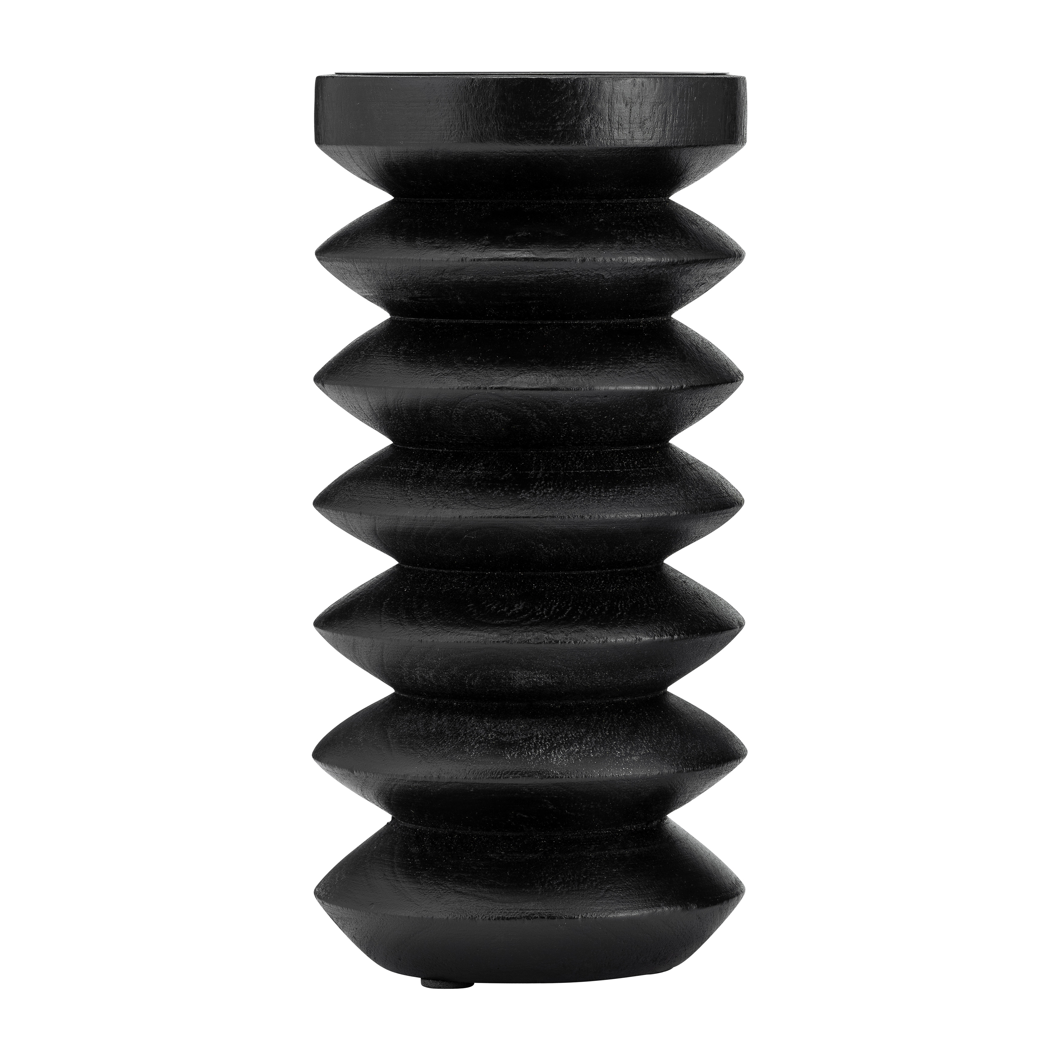 6"Hx4" Diameter, Wood Accordion Candle Holder, Black Finish, Decorative Candle Holder for Centerpieces, Home Decor, and