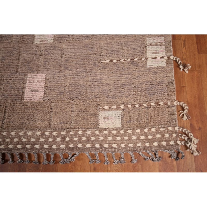 Moroccan Large Modern Area Rug Hand-Knotted Wool Carpet - 12'1"x 18'0"