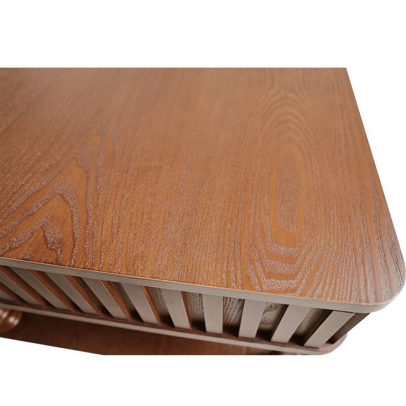 47.24" Lift Top Coffee Table with Storage - Solid Wood Modern Desk with Fluted Columns for Small Living Room