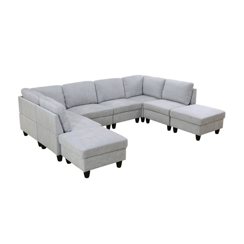 Elegant Modular Sofa Set with Solid Wood Frame and High-Density Foam