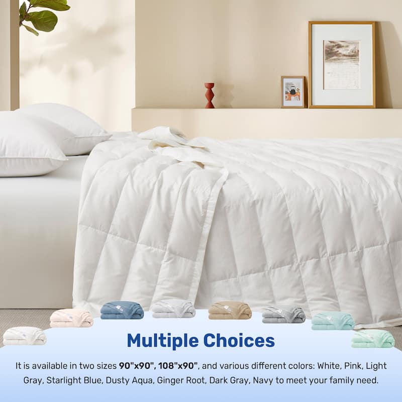 Lightweight Cooling Lyocell White Down Comforter, Tencel Oversized Blanket for Summer