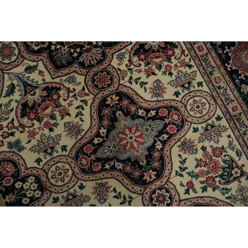 Hand Knotted Oriental 100% Wool Carpet Traditional Floral Beige & Ivories Aubusson Area Rug - 12' 3'' X 9' 1''