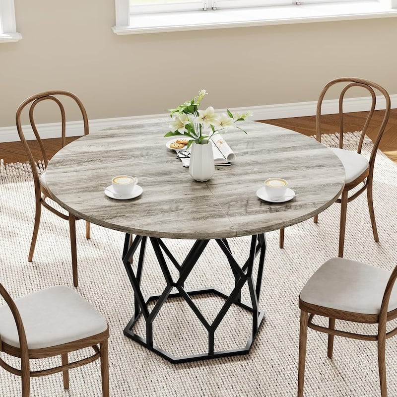 47 Inch Round Dining Table for Dining Room, Living Room - N/A