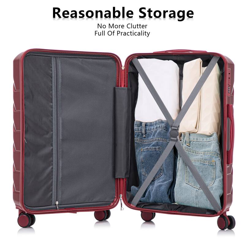 3 Piece (20/24/28 inch) PC Hardside Carry On Luggage Sets with Spinner Wheel and Retractable Handle, for Home Travel Luggage