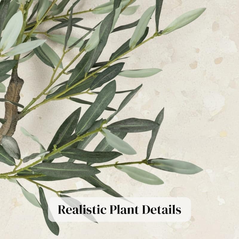 Evergreen 60-inch Faux Olive Tree in Black Nursery Pot with Realistic Leaves and Natural-Look Trunk