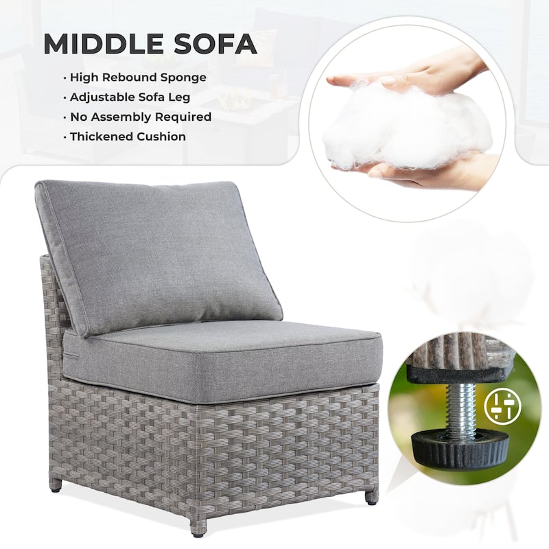 HOOOWOOO 9-piece Handwoven Wicker Patio Sectional Set with Swivel Rocking Chair