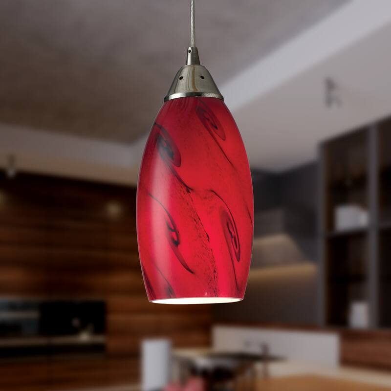 Galaxy 5-inch Wide 1-Light Pendant in Satin Nickel - 5in W x 5in D x 9in H