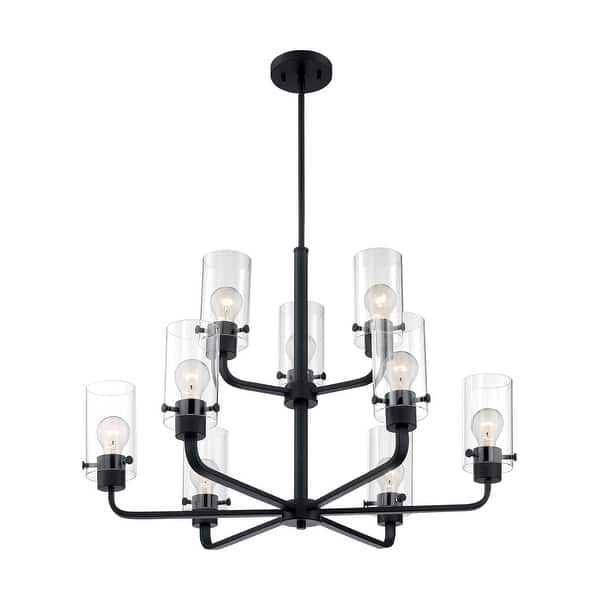 slide 2 of 3, Sommerset 9-Light Chandelier with Clear Glass Matte Black Finish