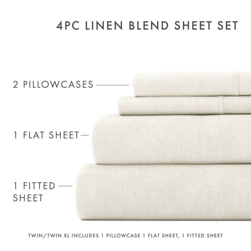 Becky Cameron Linen & Rayon from Bamboo Blend Deep Pocket 4 Piece Sheet Set