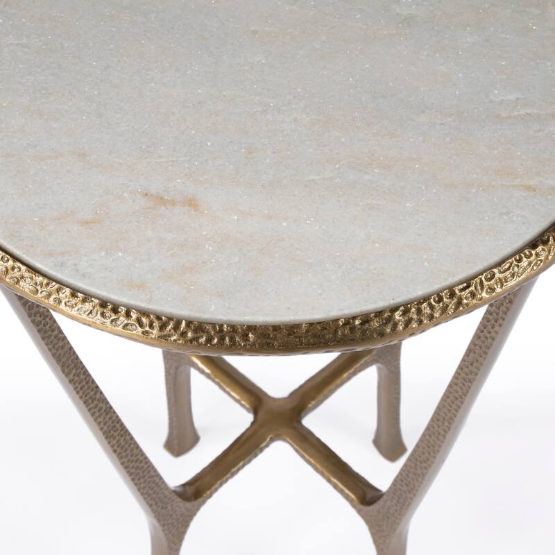 Handmade Flavio Metal and Stone End Table (India)