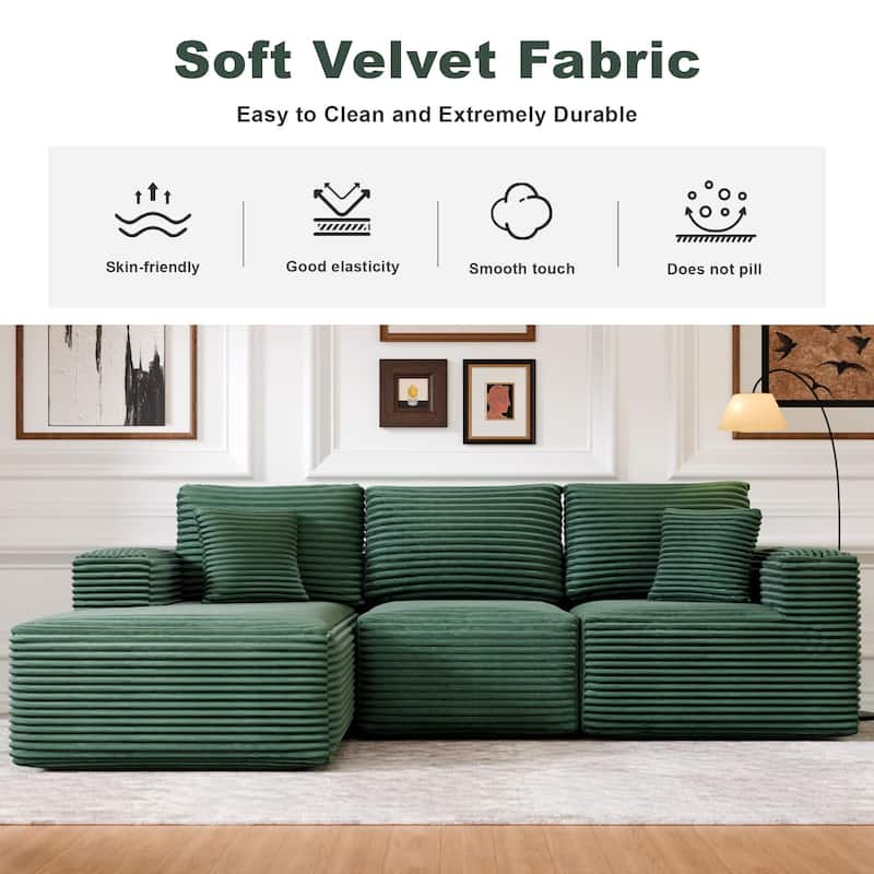 104" Modular Sectional Sofa with L-Shape Chaise Modern Upholstered Cloud Couches with Throw Pillows - 104 in.W x 23.6 in.H