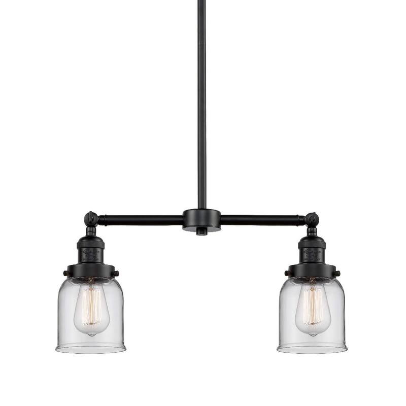 Innovations Lighting Small Bell 2 Light 21" Wide Linear Chandelier - Oil Rubbed Bronze / Clear