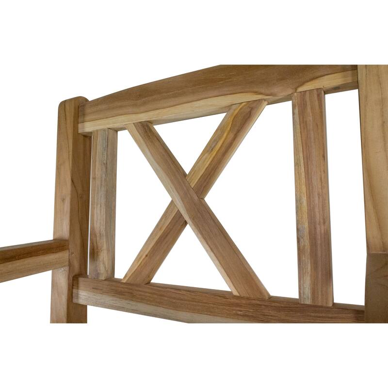 Nordic Style Teak Outdoor Natural Dining Chair with Arm Rests - 25.98" D x 23.62" W x 36.22" H