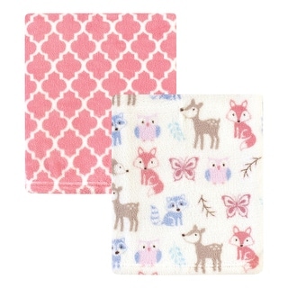 Hudson Baby Infant Girl Silky Plush Blanket, Girl Woodland, 30x36 inches - Girl Woodland - 30x36 inches