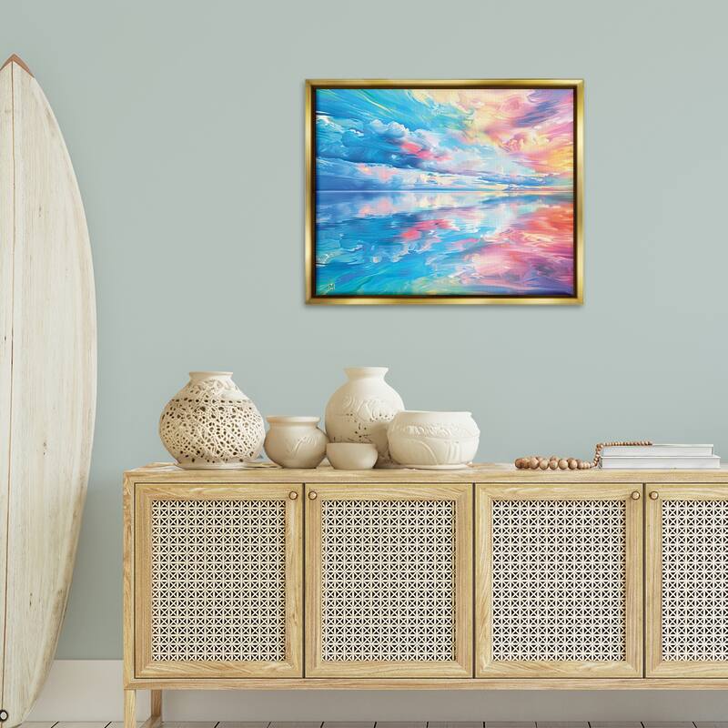 Stupell Prismatic Rainbow Sunset Framed Floater Canvas Wall Art Design By Michael Ward