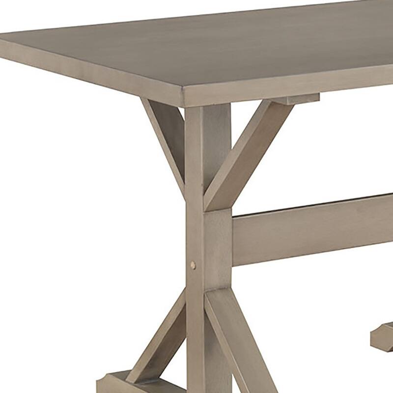 HomeRoots 48" Gray Solid Wood Trestle Writing Desk