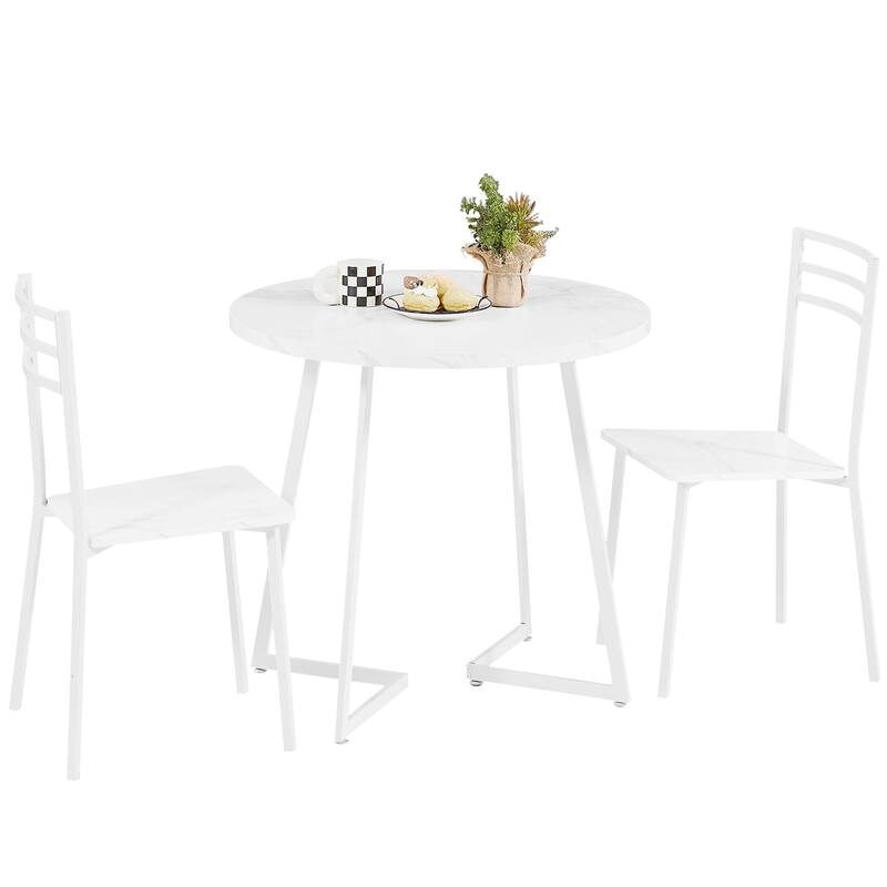 VECELO 3-Pieces Round Dining Sets for Small Spaces, Dining Table Set of 3