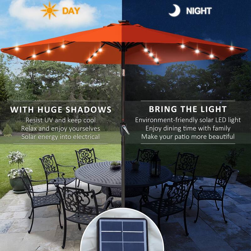 ABCCANOPY 10.5FT Outdoor Patio Solar Umbrella with 32LED Lights
