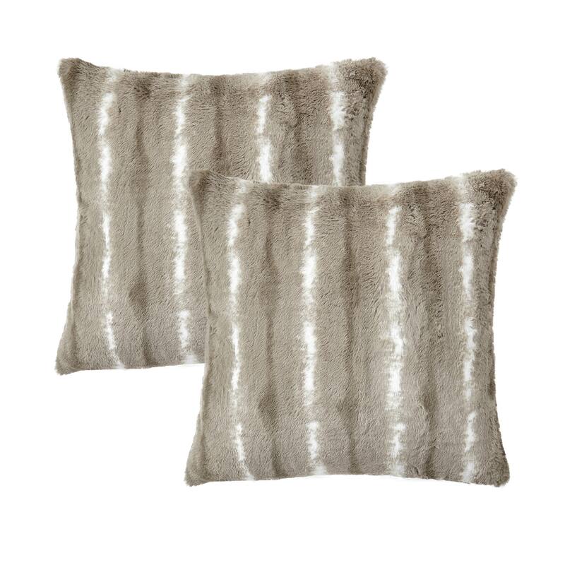 Amanda Stripe fauxfur Throw Pillow Covers Set of 2, NO INSERT