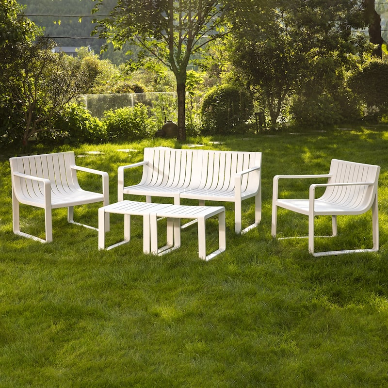 Werph 4 Person Patio Furniture Set, Outdoor Furniture Patio Table and Chairs Set - White