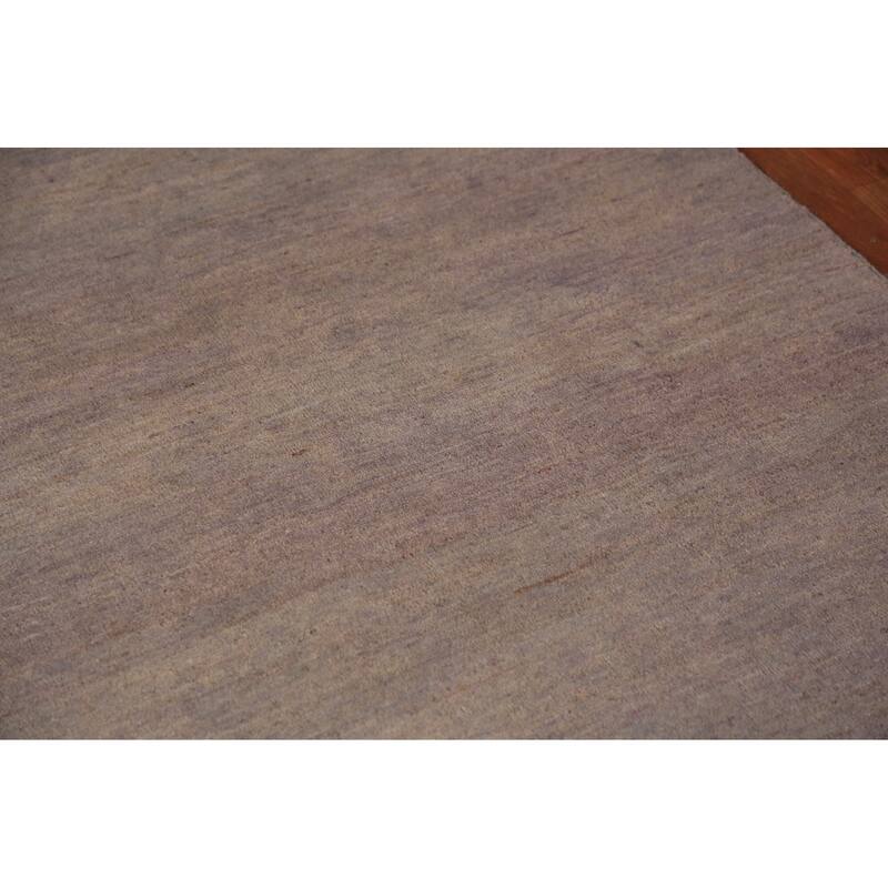 Gabbeh Modern Rug Handmade Solid Grey Wool Carpet - 4'1" x 5'10"