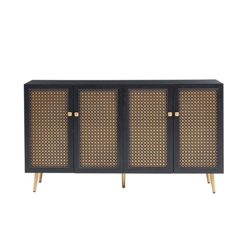 61.7''W Four Door Wood Buffets and Sideboards Storage Cabinet with LED Light