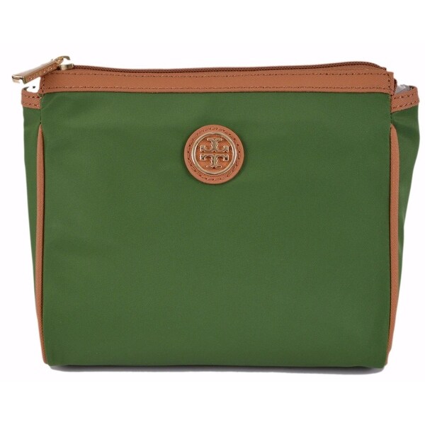 Shop Tory Burch Lettuce Green Dena Nylon Zip Top Cosmetic Makeup Bag