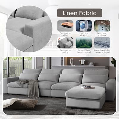 Light Gray L-Shape Sectional Sofa Sets with Reversible Chaise