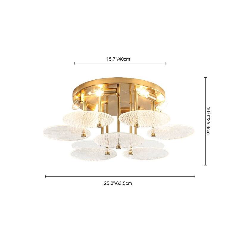 Contemporary Glam 6-Light Clear Ripple Glass Tiered Semi-flush Mount - 25.0 in