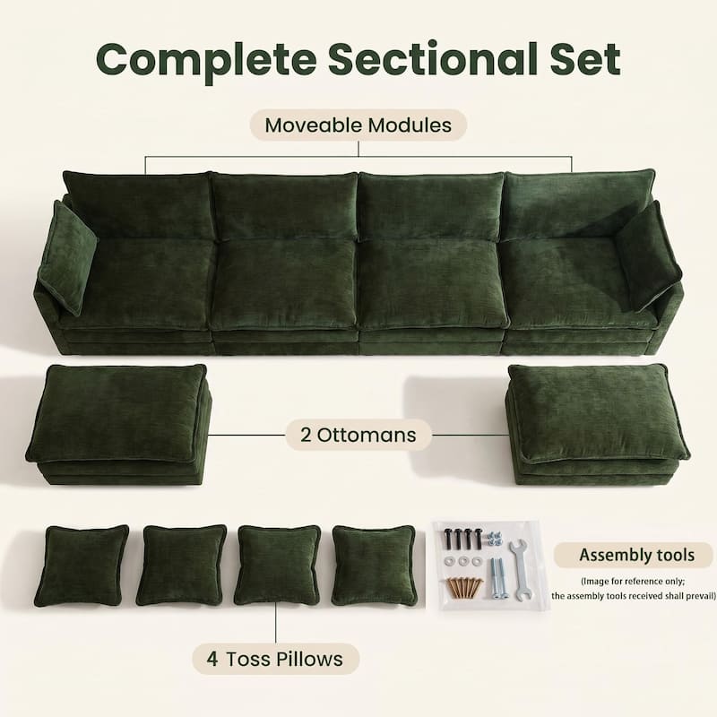 Cloud Chenille Upholstered Modular Sectional Sofa with DIY Combination Design