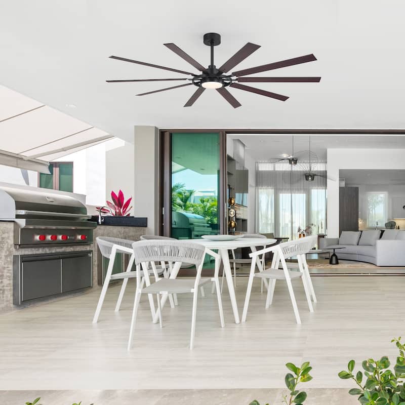 72"/80" Large Windmill Ceiling Fan with Light and Remote(10 Reversible Blades)