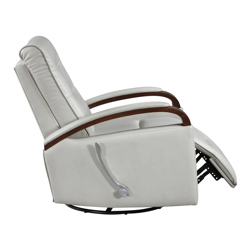 Meredith 31.5" Faux Leather Swivel Glider Recliner - Rubberwood Arm