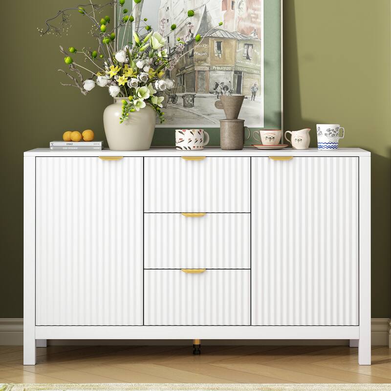 Storage Console Table with Metal Handles