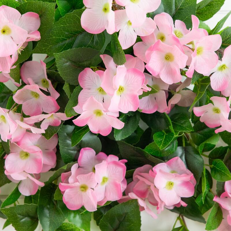 24-in UV Resistant Artificial Hydrangea Hanging Plant - Set of 2